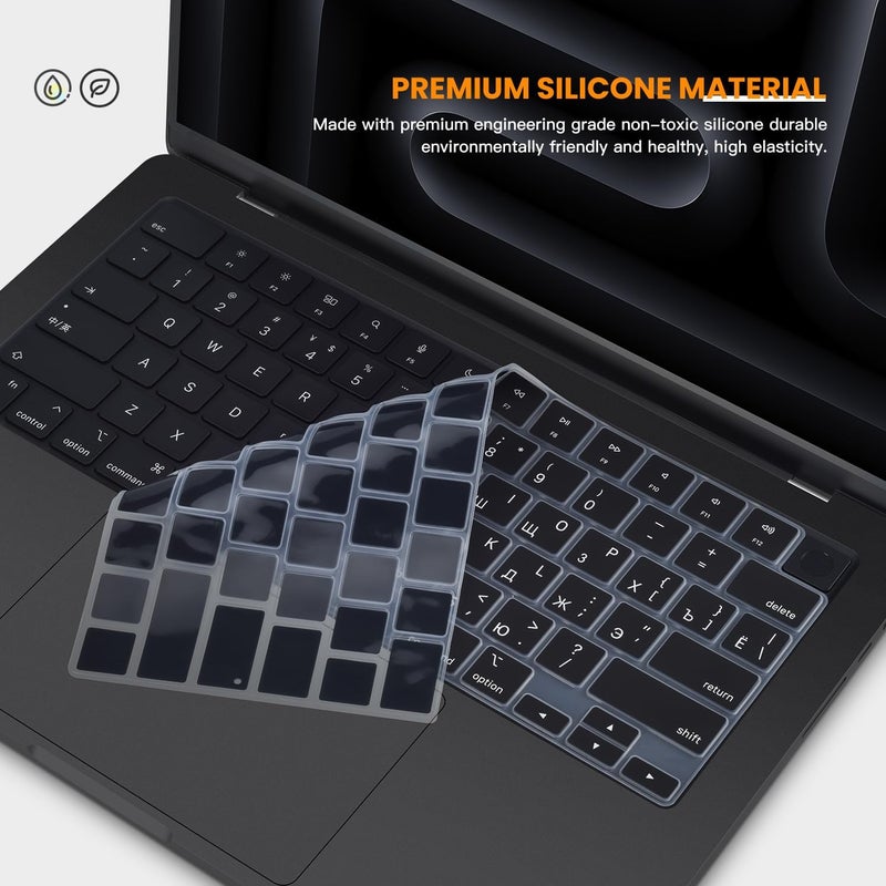 CASEDAO Russian Keyboard Cover Skin for 2025-2021 Apple MacBook Pro 14 A3434 A3112 A3401 A3185 A2992 A2918 A2442 A2779, MacBook Pro 16 A3403 A3186 A2991 A2485 A2780 M5 M4 M3 M2 M1 Pro Max Protector-Black - Image 5